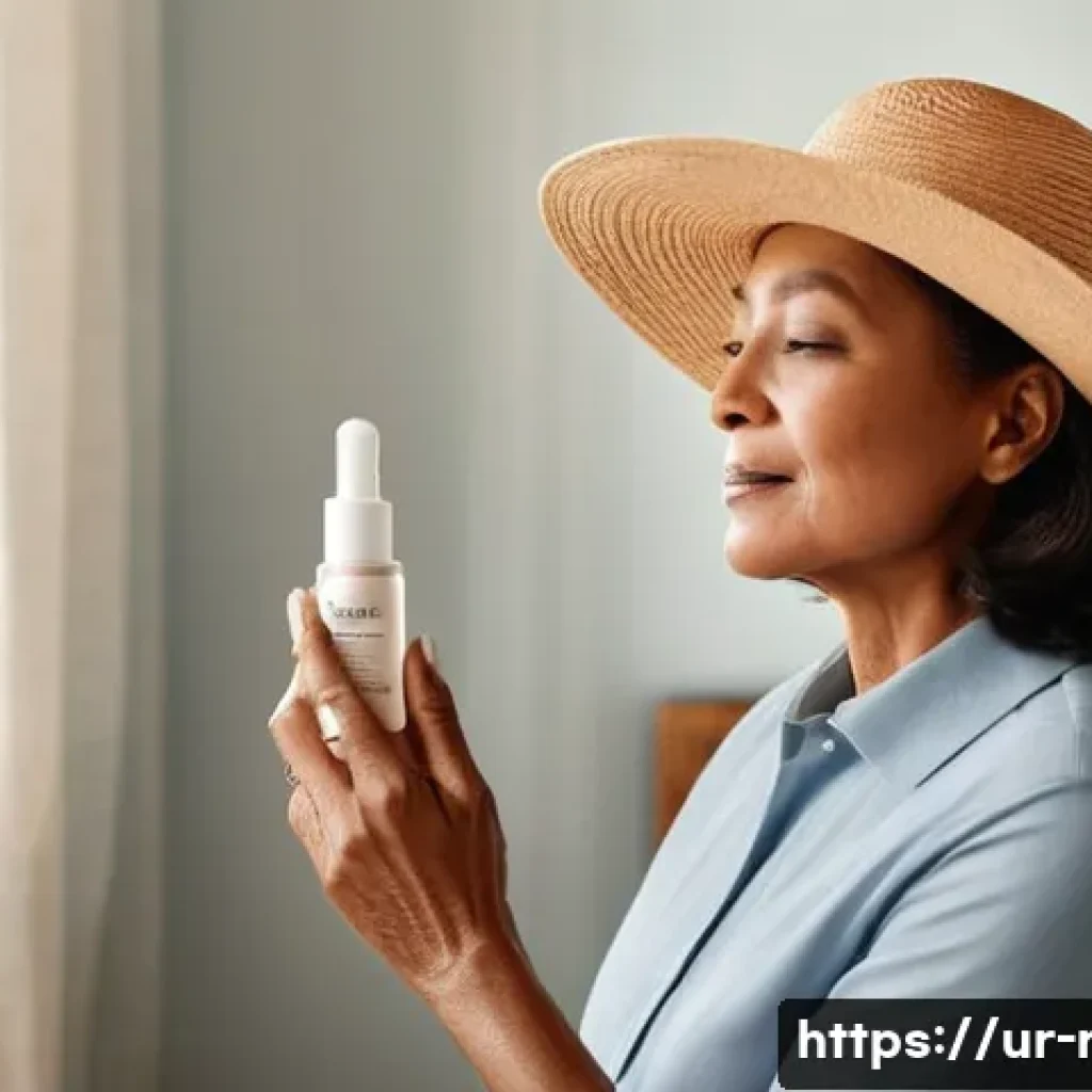 방사선 치료 부작용 관리 - **Prompt:** A serene, middle-aged woman, dressed modestly in a loose-fitting, light-colored cotton s...