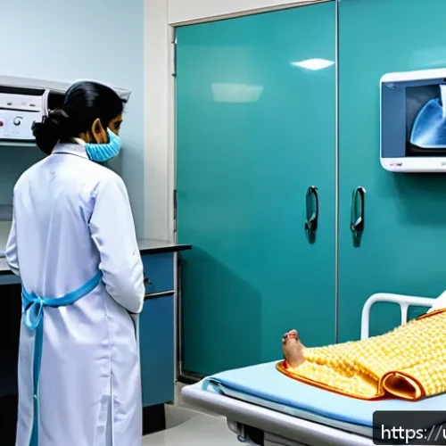 Home 17 소아 방사선 검사 안전성 - A modern pediatric radiology room in a hospital in Pakistan, showcasing advanced digital X-ray and u...